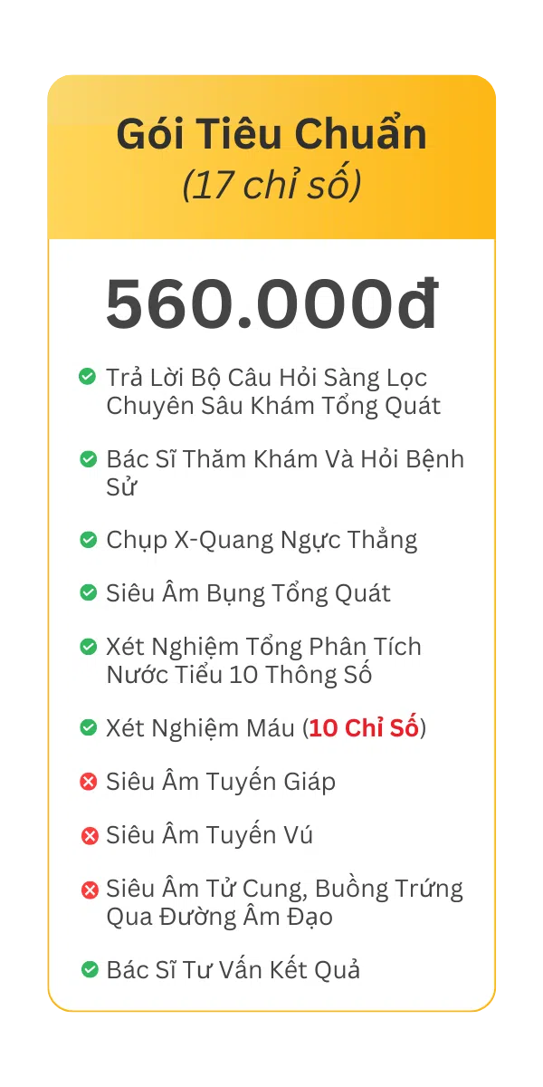 Gói Khám Tổng Quát Tiêu Chuẩn Nữ