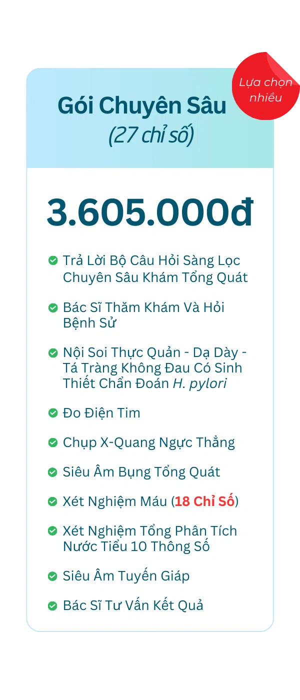 Gói Tầm Soát Ung Thư Dạ Dày Nam Chuyên Sâu