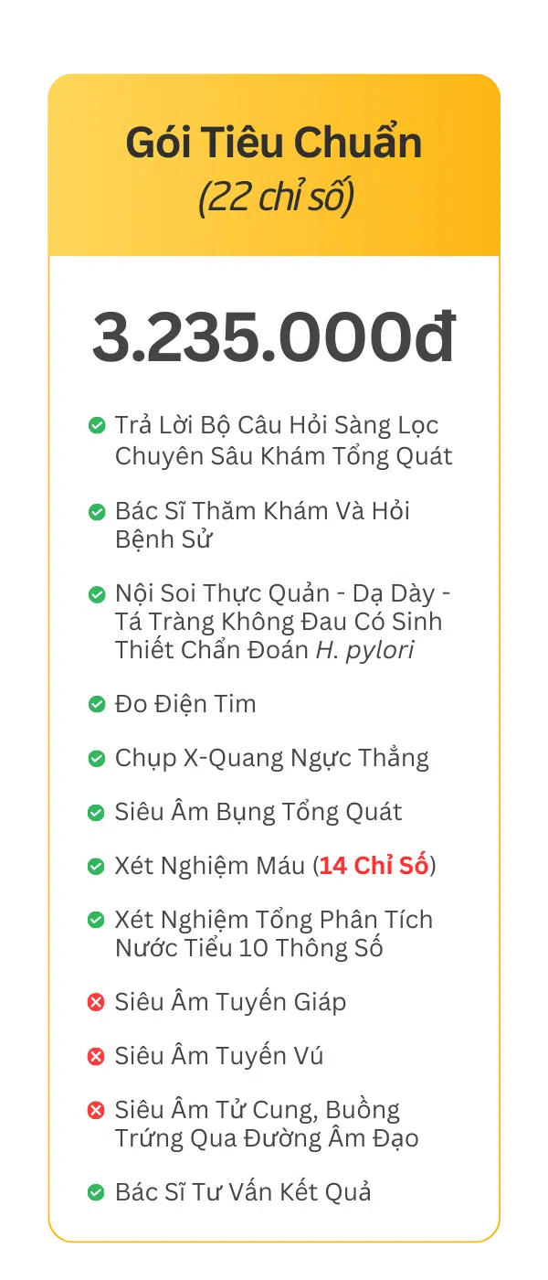Gói Tầm Soát Ung Thư Dạ Dày Nữ Tiêu Chuẩn